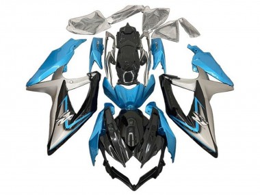 2008-2010 Suzuki GSXR 600 / GSXR 750 Motorcycle Fairings - Light Blue Silver Glossy Black
