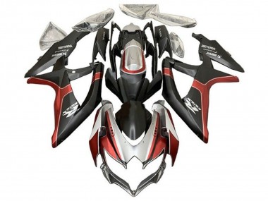 2008-2010 Suzuki GSXR 600 / GSXR 750 Motorcycle Fairings - Silver Red Matte Black