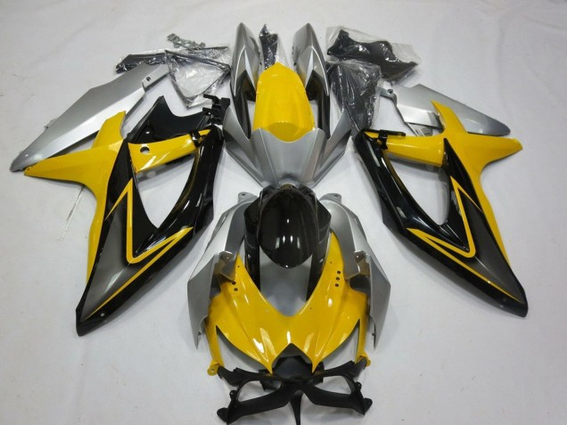 2008-2010 Suzuki GSXR 600 / GSXR 750 Motorcycle Fairings - Yellow Silver Grey Black