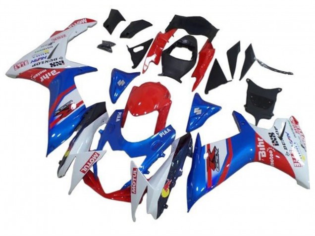 2011-2024 Suzuki GSXR 600 / GSXR 750 Motorcycle Fairings - Blue White Red Motul