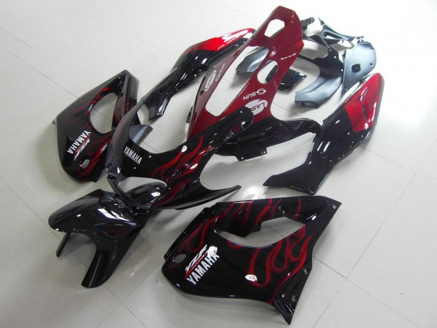 1997-2007 Yamaha YZF 1000R Thunderace Motorcycle Fairings - Black White Red Flame