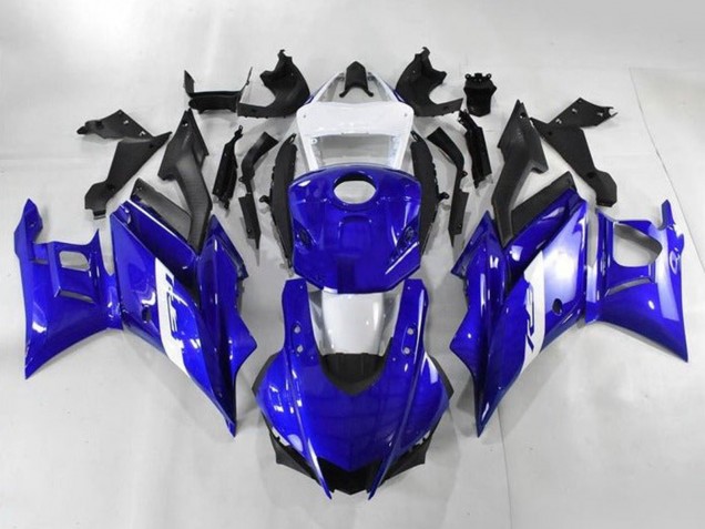2019-2021 Yamaha YZF R3/R25 Motorcycle Fairings - White Blue Matte Black