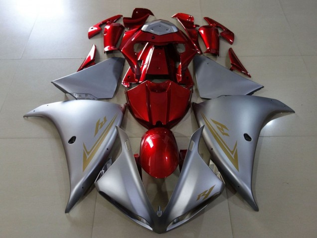 2009-2011 Yamaha YZF 1000 R1 Motorcycle Fairings - Silver Red