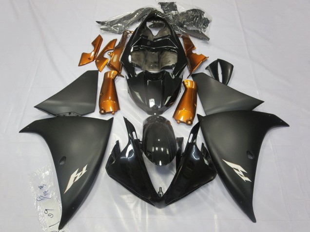 2012-2014 Yamaha YZF 1000 R1 Motorcycle Fairings - Glossy Black Matte Black Orange