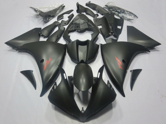 2012-2014 Yamaha YZF 1000 R1 Motorcycle Fairings - Matte Black Red Decal