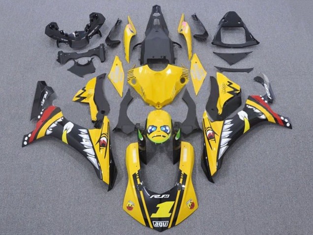 2015-2019 Yamaha YZF 1000 R1 Motorcycle Fairings - Yellow Red Shark