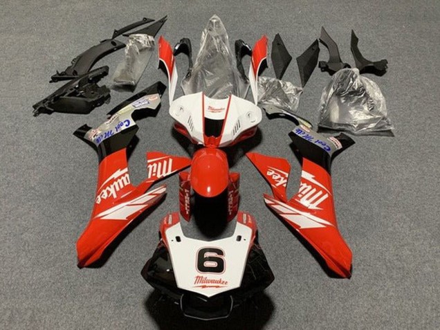 2015-2019 Yamaha YZF 1000 R1 Motorcycle Fairings - White Red Black Milwaukee