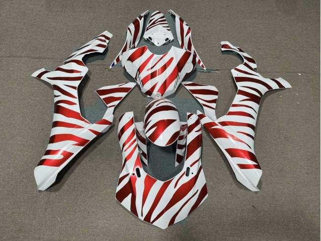 2015-2019 Yamaha YZF 1000 R1 Motorcycle Fairings - White Red Zebra