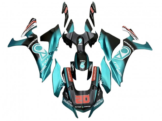 2020-2025 Yamaha YZF 1000 R1 Motorcycle Fairings - Turquoise Blue Matte Black Petronas