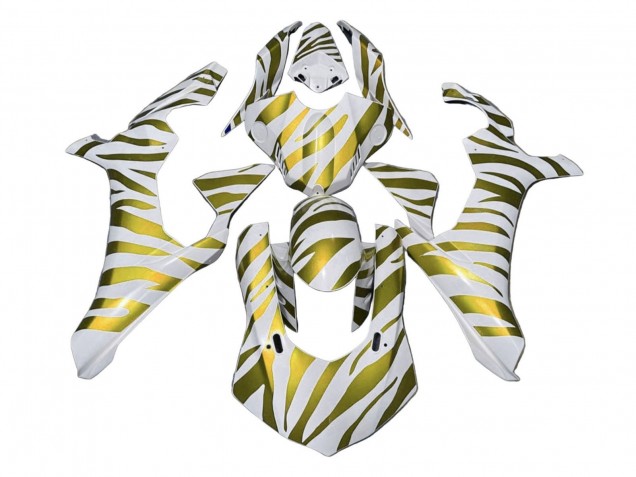 2020-2025 Yamaha YZF 1000 R1 Motorcycle Fairings - White Gold Zebra