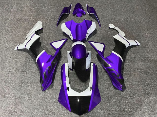 2020-2025 Yamaha YZF 1000 R1 Motorcycle Fairings - Purple White Faux Carbon Fiber