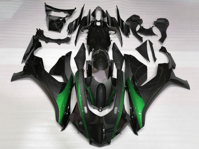 2020-2025 Yamaha YZF 1000 R1 Motorcycle Fairings - Faux Carbon Fiber Green