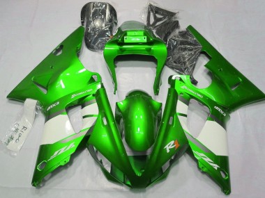 2000-2001 Yamaha YZF 1000 R1 Motorcycle Fairings - Green White Silver