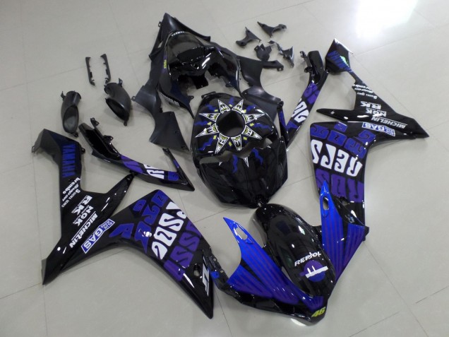 2007-2008 Yamaha YZF 1000 R1 Motorcycle Fairings - Black Blue Purple White Rossi