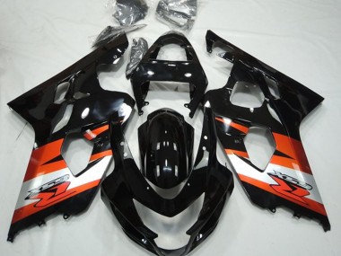 2004-2005 Suzuki GSXR 600 / GSXR 750 Motorcycle Fairings - Glossy Black Orange White with Decal