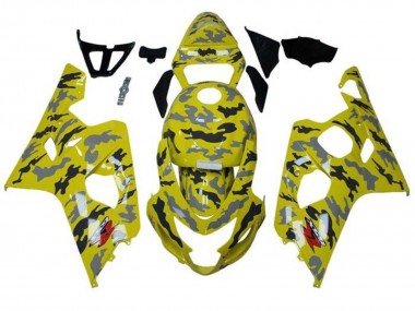2004-2005 Suzuki GSXR 600 / GSXR 750 Motorcycle Fairings - Yellow Black Grey Camouflage