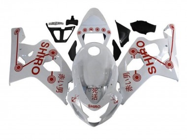 2004-2005 Suzuki GSXR 600 / GSXR 750 Motorcycle Fairings - White Red Shiro