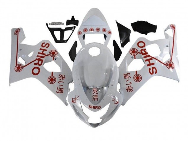 2004-2005 Suzuki GSXR 600 / GSXR 750 Motorcycle Fairings - White Red Shiro