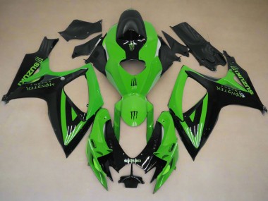 2006-2007 Suzuki GSXR 600 / GSXR 750 Motorcycle Fairings - Green Black Monster