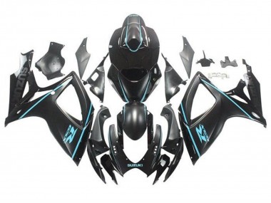 2006-2007 Suzuki GSXR 600 / GSXR 750 Motorcycle Fairings - Matte Black Turquoise Blue