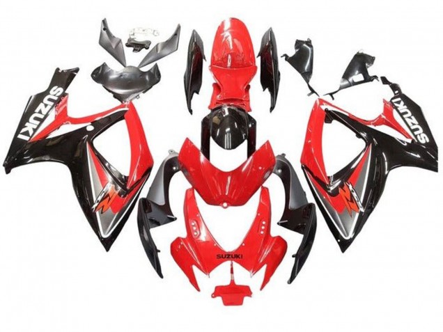 2006-2007 Suzuki GSXR 600 / GSXR 750 Motorcycle Fairings - Red Grey Glossy Black