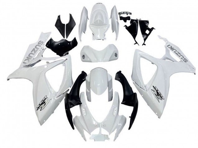 2006-2007 Suzuki GSXR 600 / GSXR 750 Motorcycle Fairings - White Black