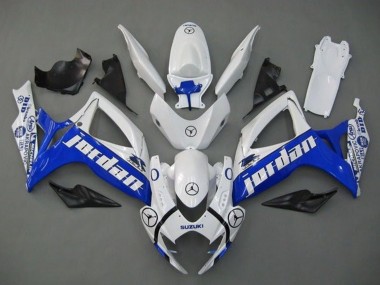 2006-2007 Suzuki GSXR 600 / GSXR 750 Motorcycle Fairings - White Blue Jordan