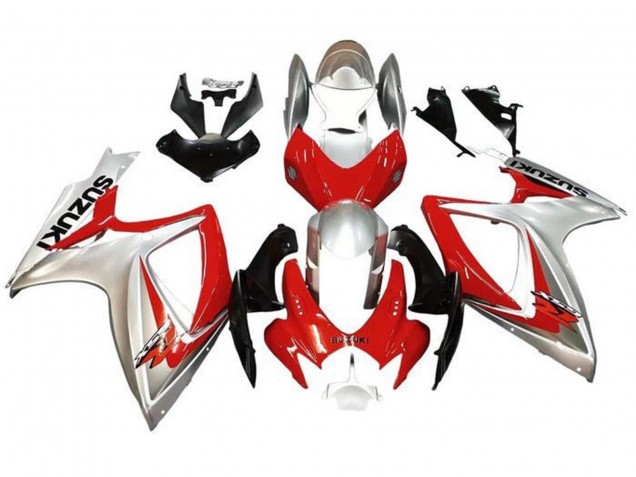 2006-2007 Suzuki GSXR 600 / GSXR 750 Motorcycle Fairings - Silver Red Black