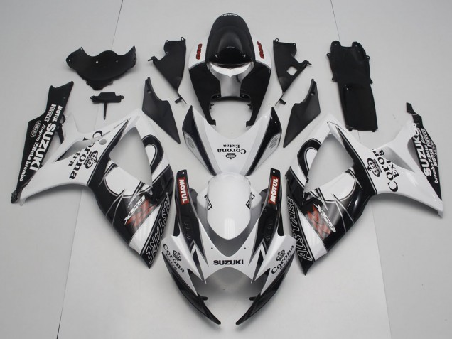2006-2007 Suzuki GSXR 600 / GSXR 750 Motorcycle Fairings - White Black Red Corona Extra Motul Alstare