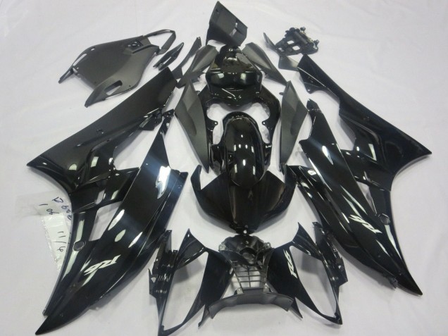 2006-2007 Yamaha YZF R6 Motorcycle Fairings - Glossy Black Matte Black