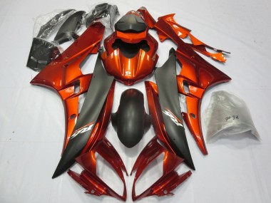 2006-2007 Yamaha YZF R6 Motorcycle Fairings - Orange Matte Black