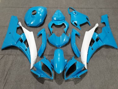 2006-2007 Yamaha YZF R6 Motorcycle Fairings - Light Blue White