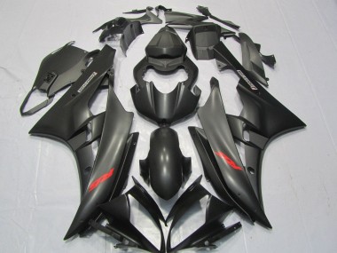 2006-2007 Yamaha YZF R6 Motorcycle Fairings - Matte Black Red Decals
