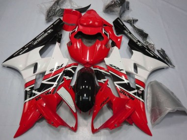 2006-2007 Yamaha YZF R6 Motorcycle Fairings - Red White Glossy Black Michelin Motul