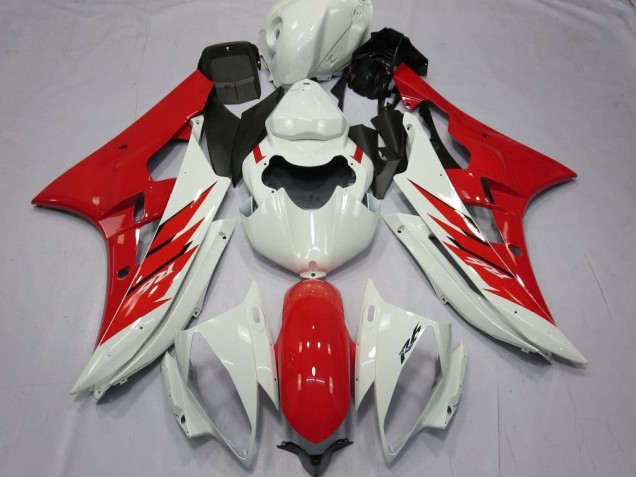 2006-2007 Yamaha YZF R6 Motorcycle Fairing - White Red