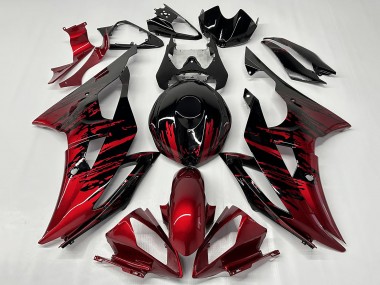 2008-2016 Yamaha YZF R6 Motorcycle Fairings - Red Glossy Black Fade