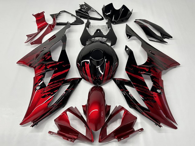 2008-2016 Yamaha YZF R6 Motorcycle Fairings - Red Glossy Black Fade