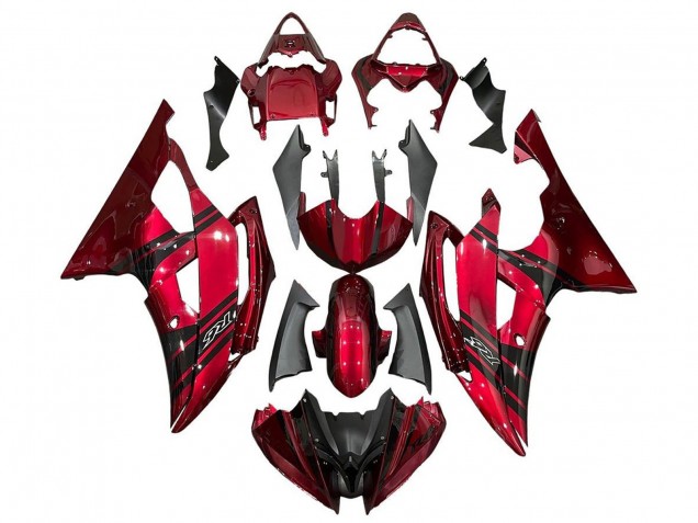 2008-2016 Yamaha YZF R6 Motorcycle Fairings - Red Black Stripe