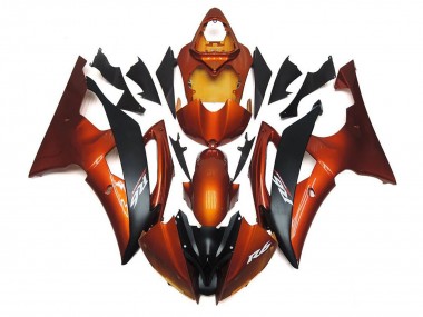 2008-2016 Yamaha YZF R6 Motorcycle Fairings - Orange Matte Black