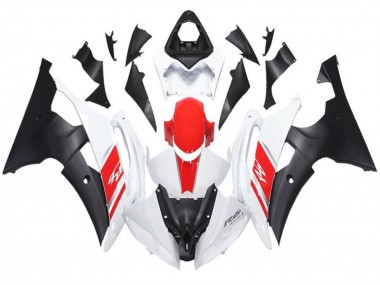 2008-2016 Yamaha YZF R6 Motorcycle Fairing - White Red Matte Black