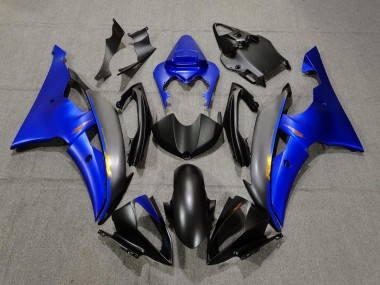 2008-2016 Yamaha YZF R6 Motorcycle Fairings - Blue Matte Black Yellow Decals