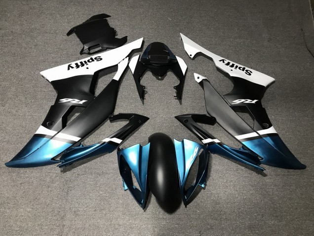 2008-2016 Yamaha YZF R6 Motorcycle Fairings - White Blue Matte Black Spiffy