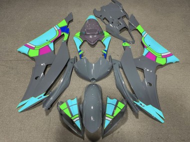 2008-2016 Yamaha YZF R6 Motorcycle Fairings - Nardo Grey Turquoise Blue Color Wheel