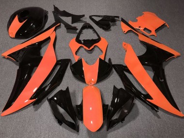 2008-2016 Yamaha YZF R6 Motorcycle Fairings - Orange Glossy Black