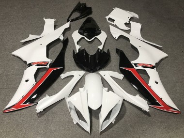 2008-2016 Yamaha YZF R6 Motorcycle Fairing - White Red Glossy Black