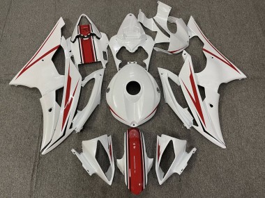 2008-2016 Yamaha YZF R6 Motorcycle Fairing - Pearl White Red