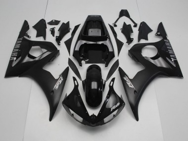 2005 Yamaha YZF R6 Motorcycle Fairings - Glossy Black Matte Black Silver