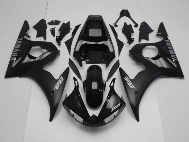 2005 Yamaha YZF R6 Motorcycle Fairings - Glossy Black Matte Black Silver