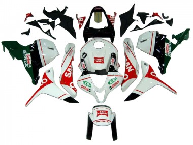 2009-2012 Honda CBR600RR Motorcycle Fairings - White Red Green Castrol San Carlo