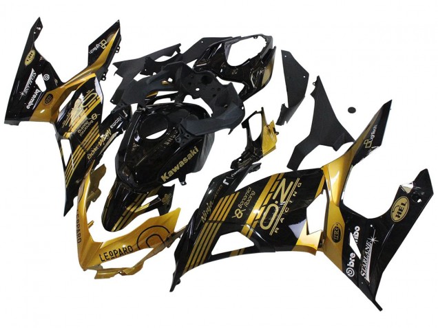 2018-2024 Kawasaki EX400 Motorcycle Fairings - Gold Glossy Black